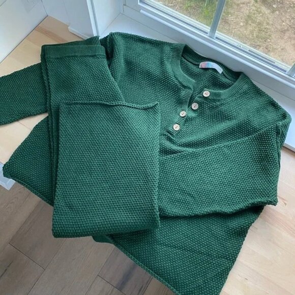 Free People 2-piece Hailee Sweater Set Green Meadow - Picture 2 of 3